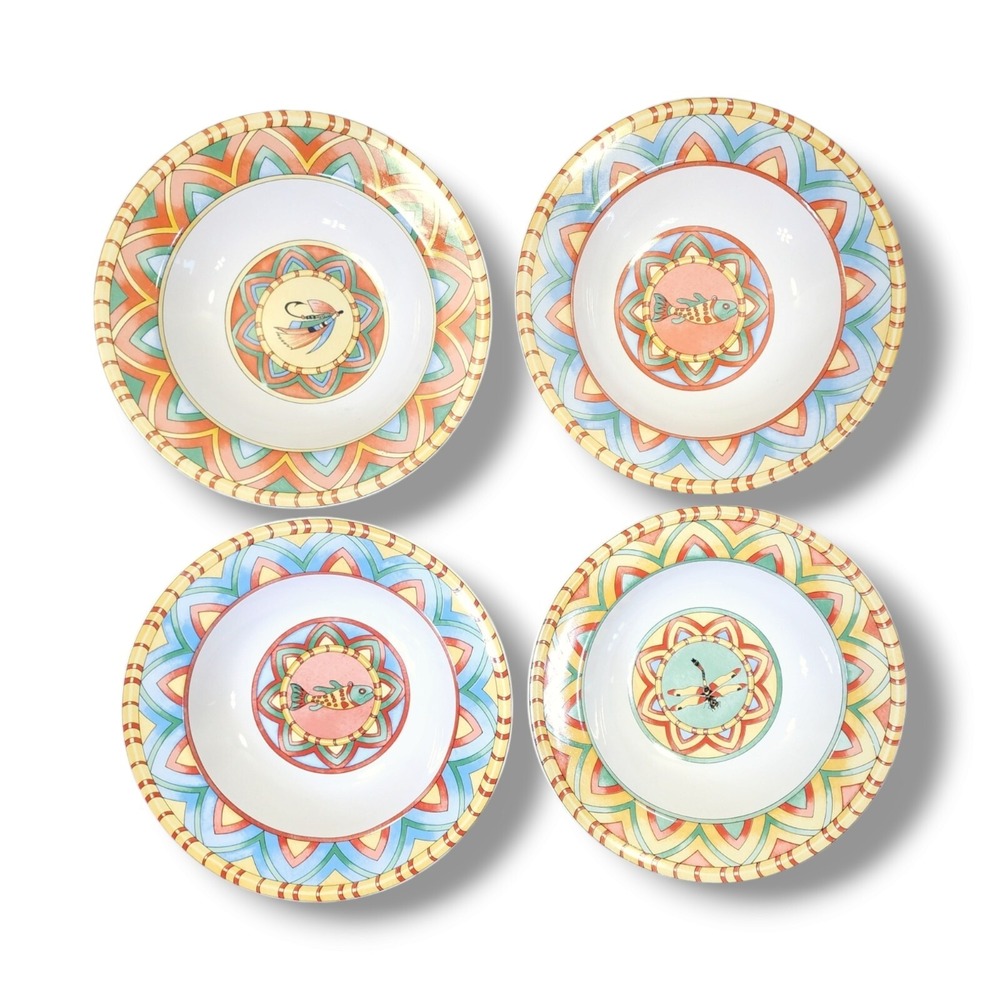 1996 Siddhia Hutchinson SPLASH Indonesia Essex Collection Set 4 Soup Pasta Bowls